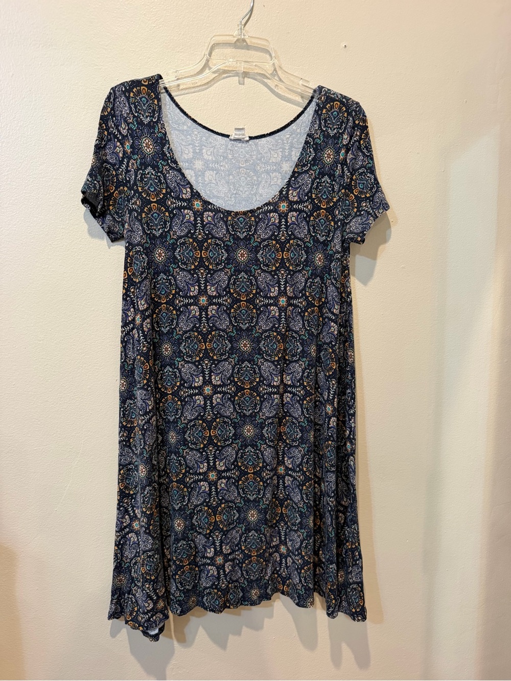Garage Navy and Gold Floral-Print Short Sleeve Tunic